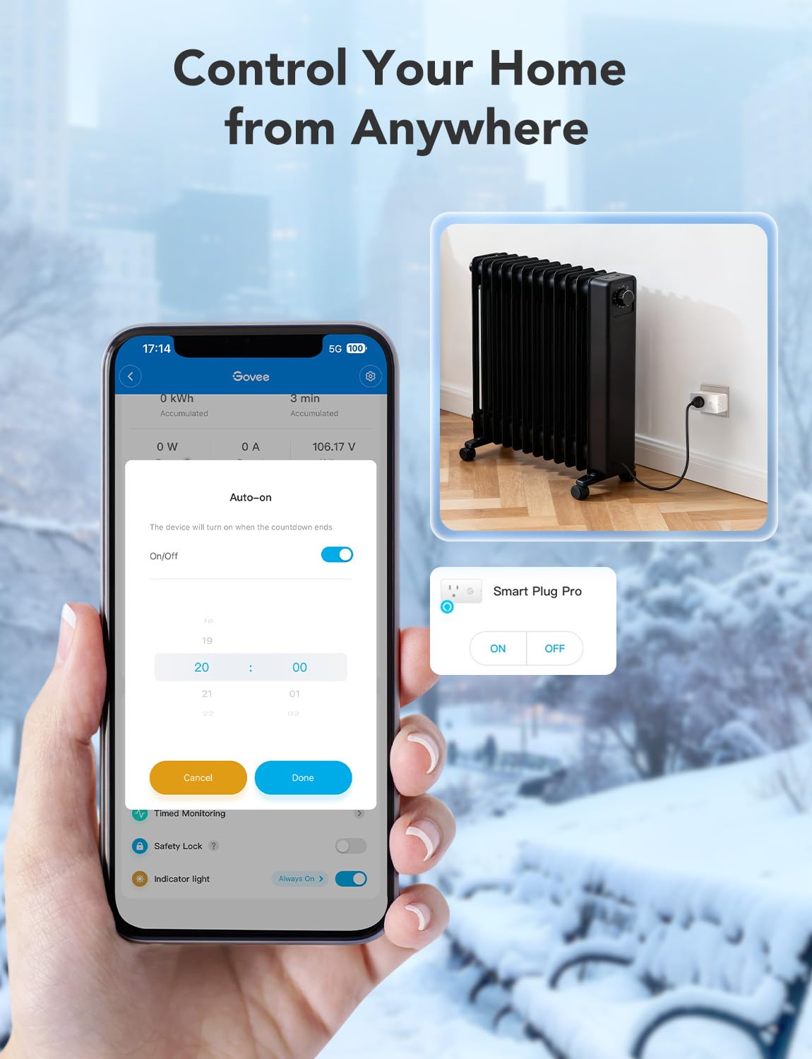 Govee pantalla app con gráficos de consumo para ahorrar energía