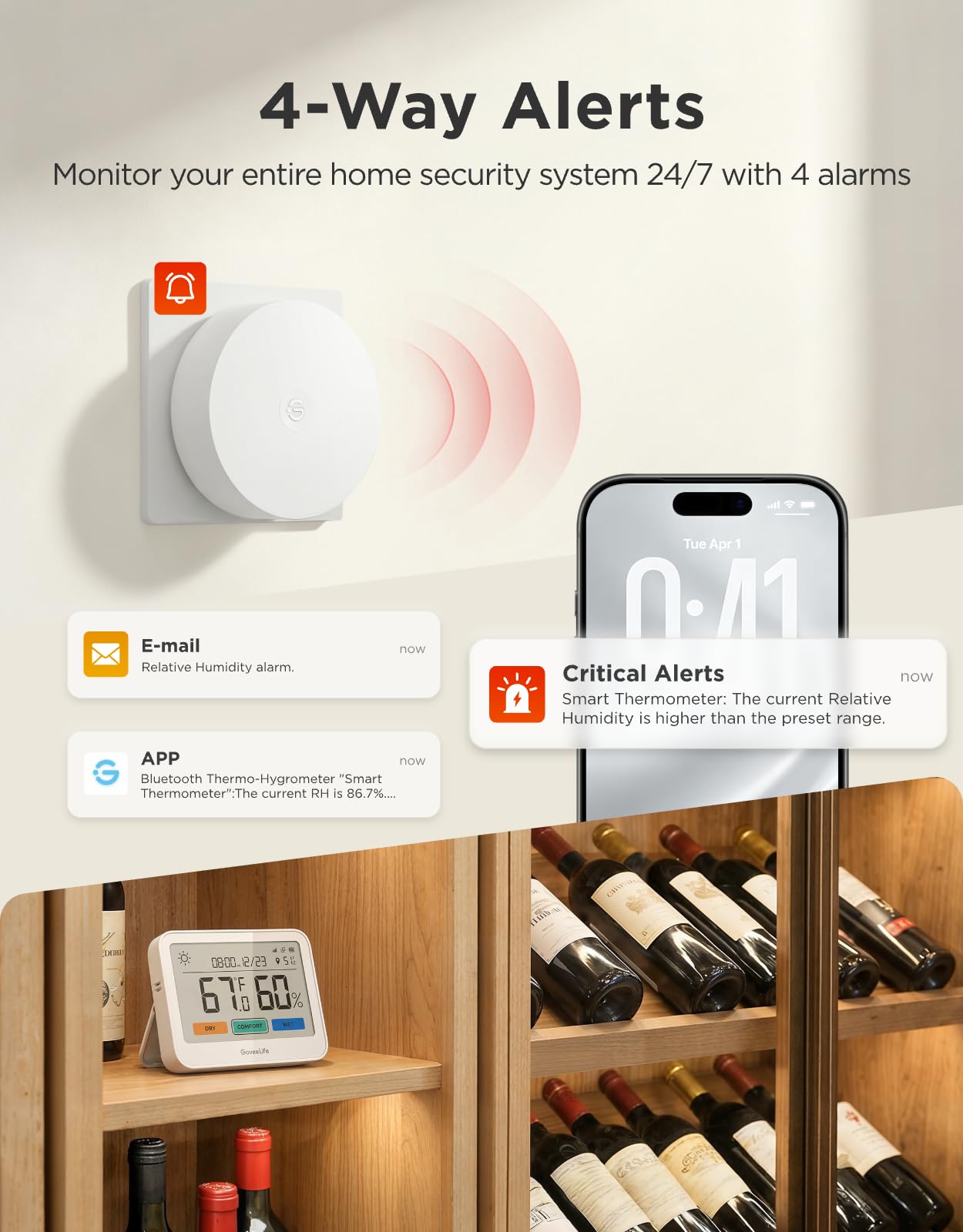 GoveeLife primer plano del sensor mostrando construcción y durabilidad