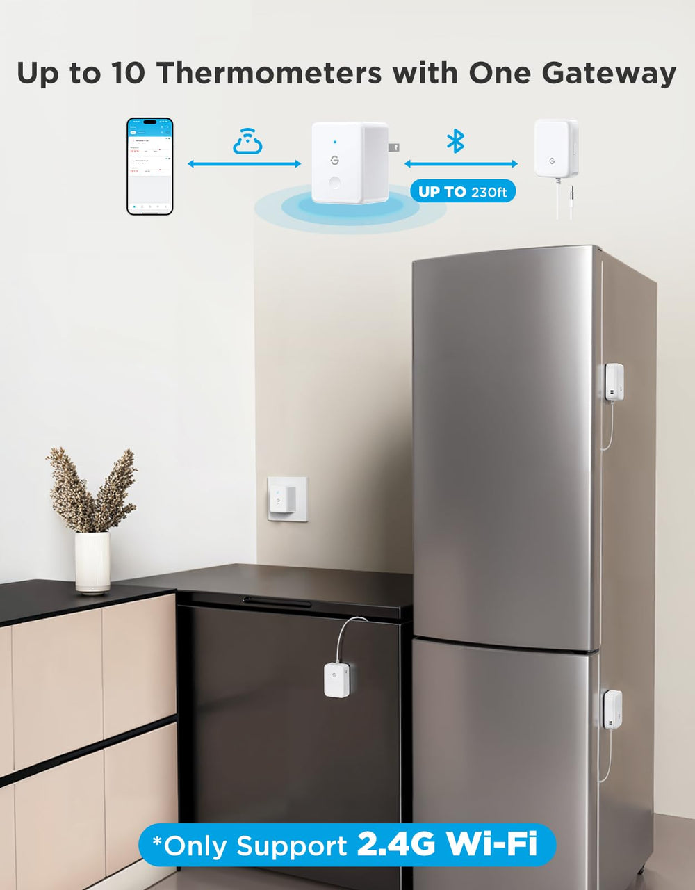 GoveeLife gateway conectado a router para monitorización remota y cobertura