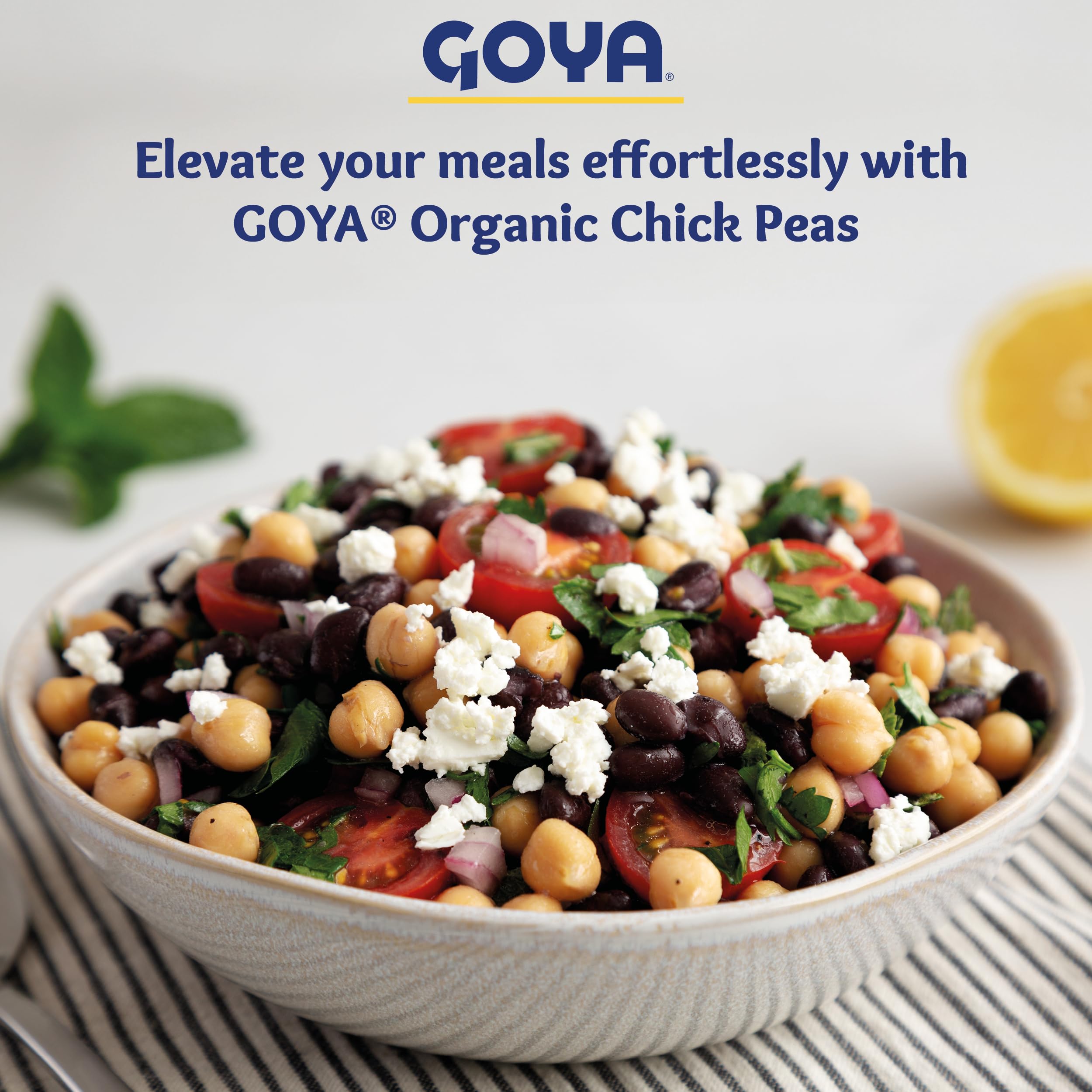 Goya garbanzos orgánicos comparación de tamaño y porción para planificar comidas