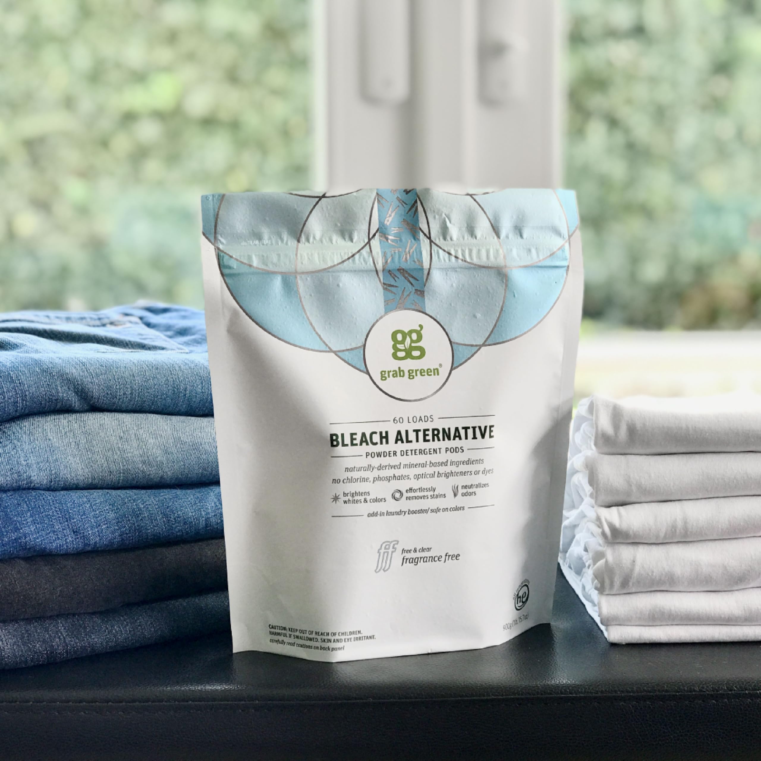 Etiqueta Grab Green con ingredientes a base de plantas y minerales visibles
