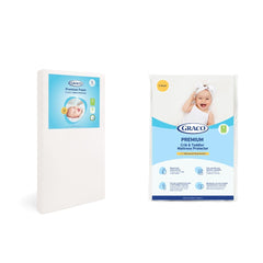 Graco colchón frontal en empaque mostrando ajuste estándar y confianza