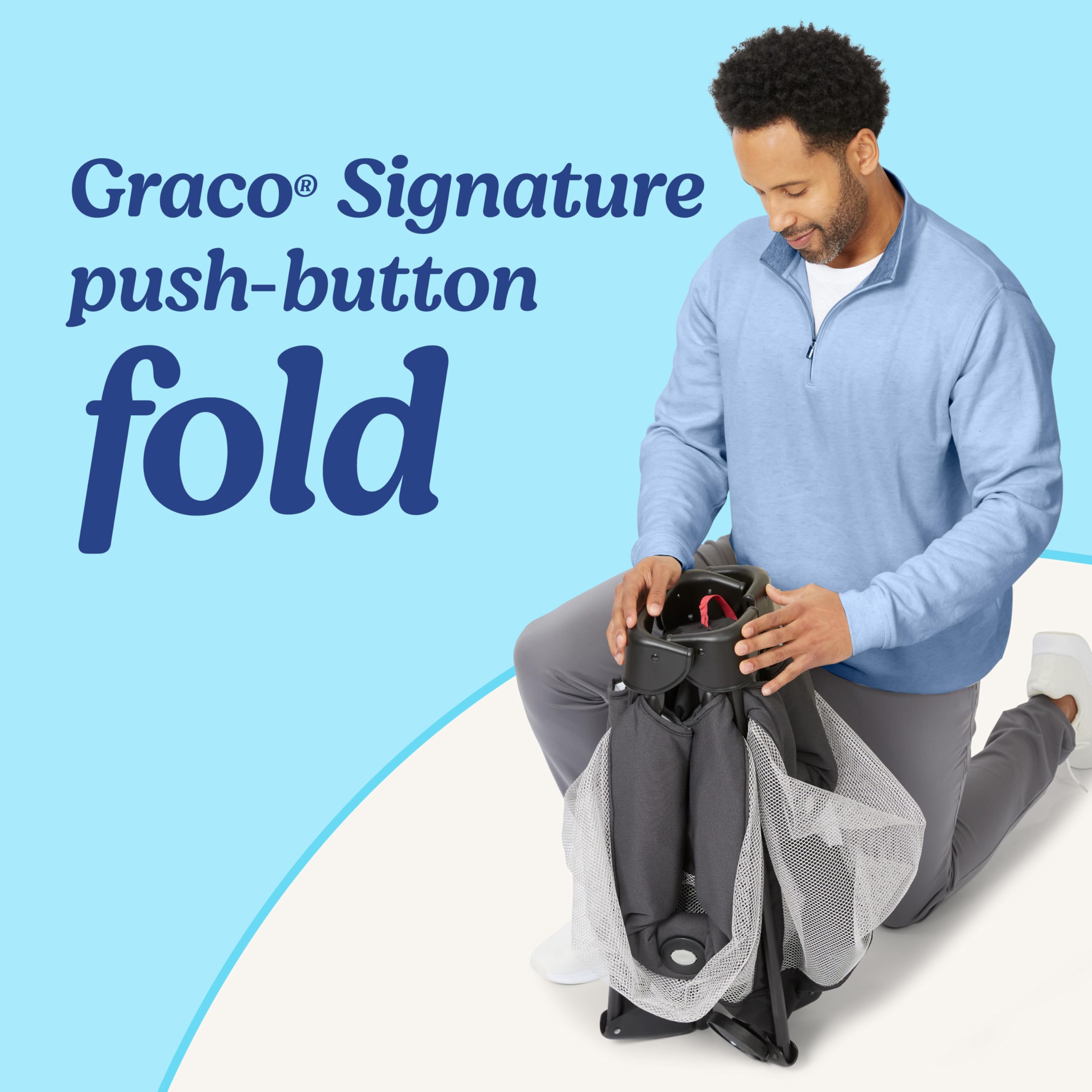 Graco comparación de tamaño con silla para apreciar escala portátil