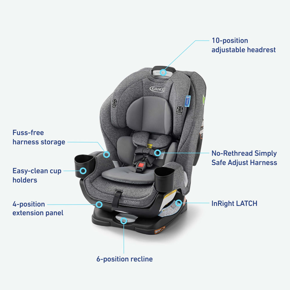 Graco Extend2Fit en posición forward-facing con arnés seguro
