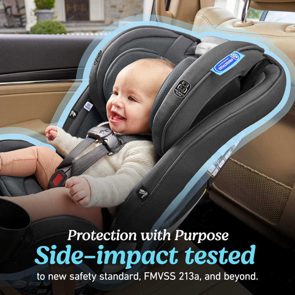 Graco SlimFit3 LX instalado rear-facing demostrando uso seguro para bebé