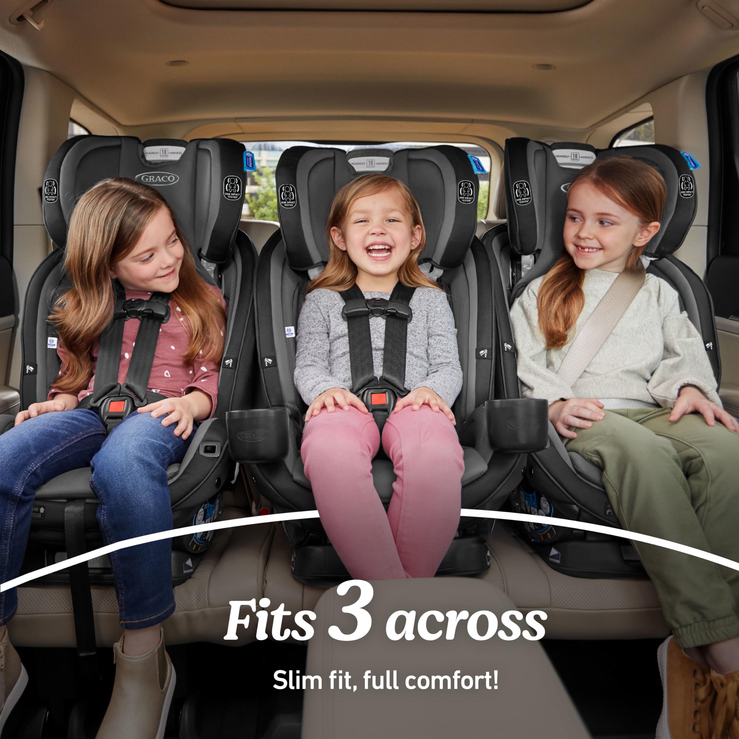Graco SlimFit3 LX lado con canales AirFlow que proporcionan ventilación para confort