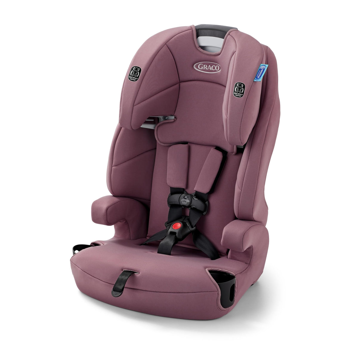 Graco Tranzitions Eloise frontal mostrando diseño y apoyacabezas ajustable, fácil de instalar