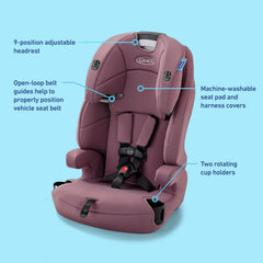 Graco Tranzitions Eloise highback vista trasera con respaldo alto, soporte lateral aumentado