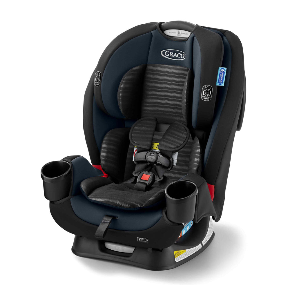 Graco TriRide vista frontal mostrando arnés y acolchado cómodo