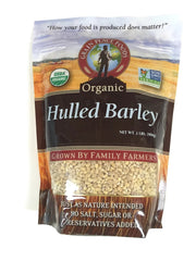 Grain Place Foods empaque frontal mostrando cebada orgánica y beneficios nutricionales