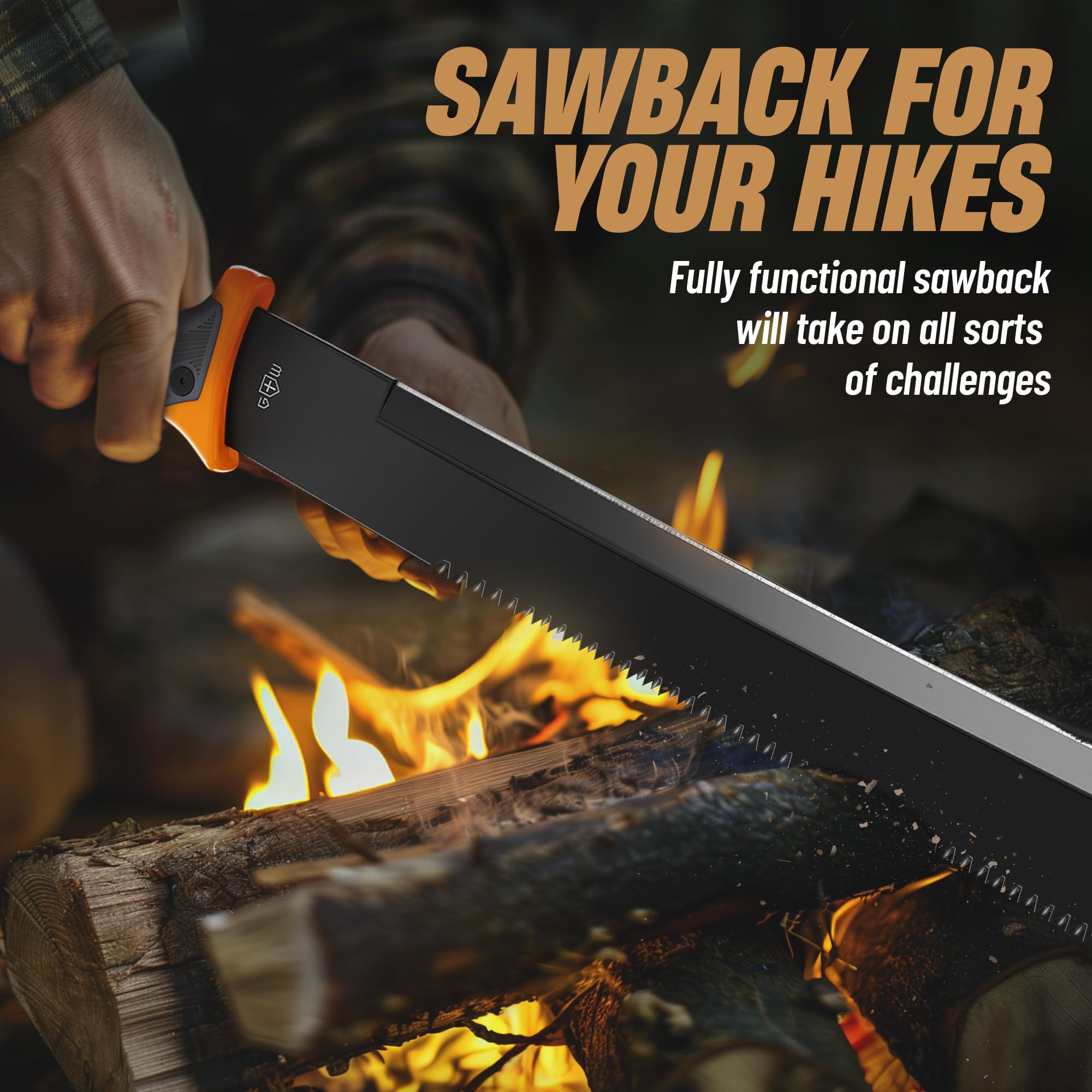 Grand Way machete packed with camping gear for outdoor readiness
