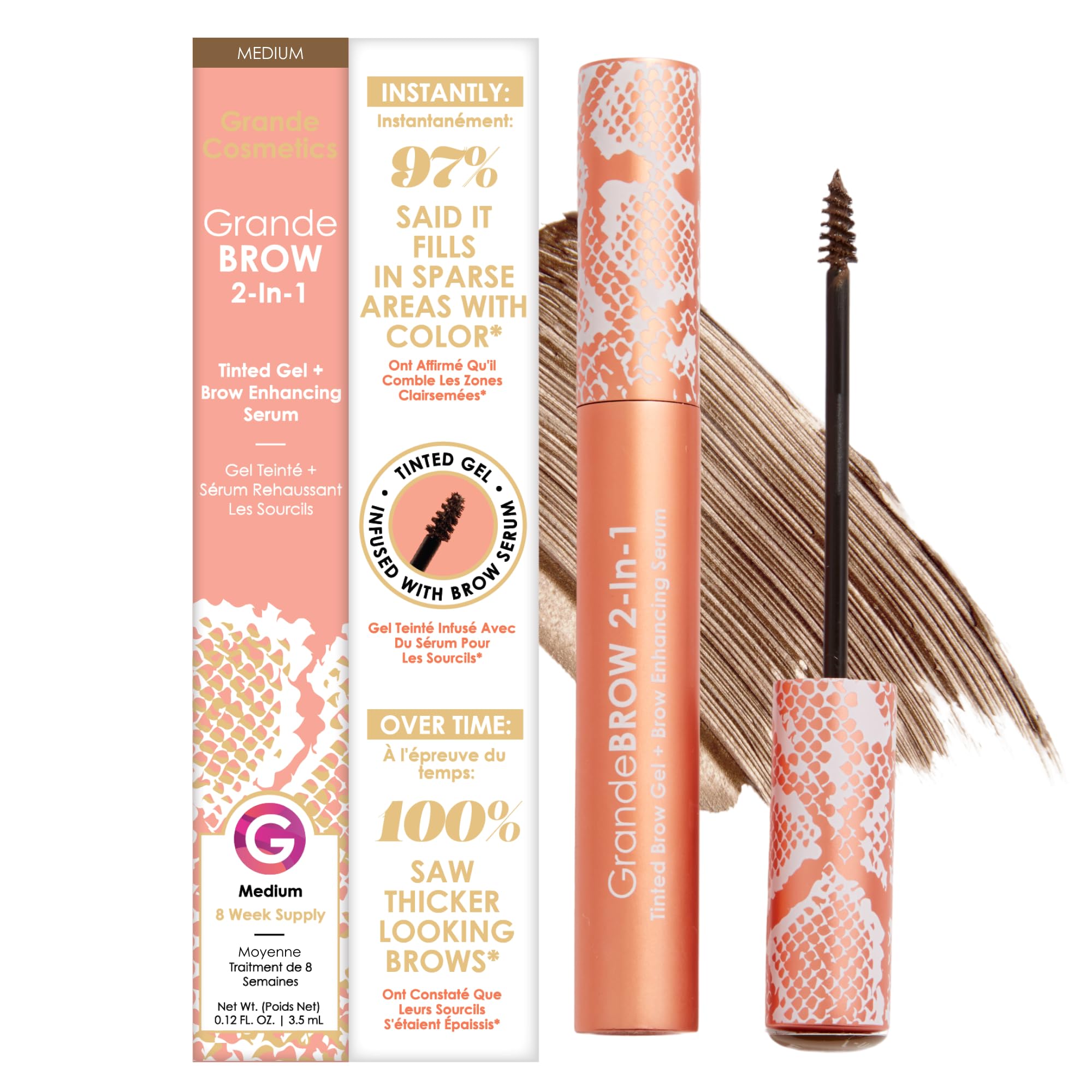 Grande Cosmetics envase frontal Medium mostrando color y diseño