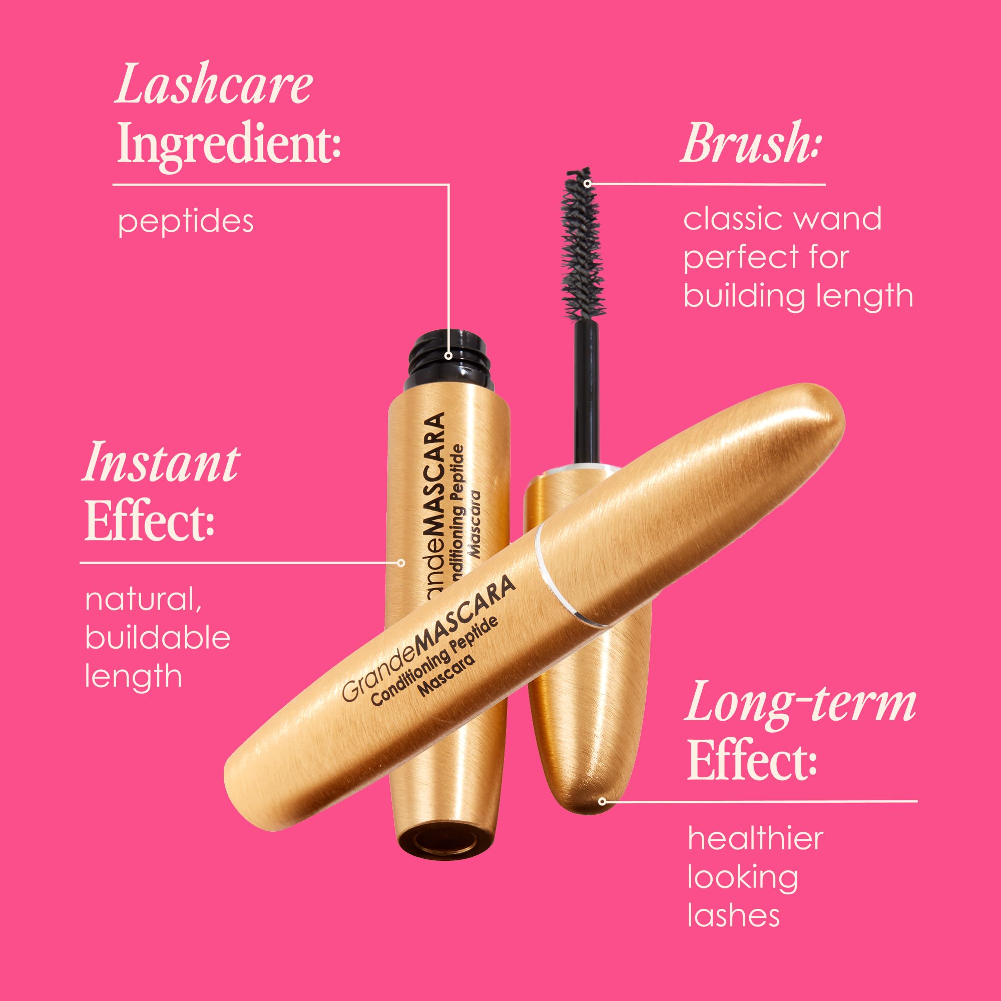 Grande Cosmetics mujer maquillada con mirada intensa y pestañas voluminosas
