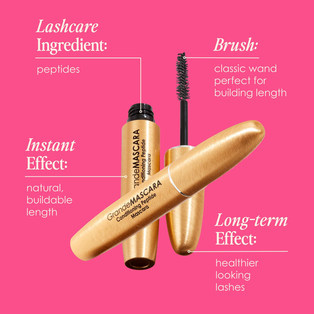 Grande Cosmetics mujer maquillada con mirada intensa y pestañas voluminosas