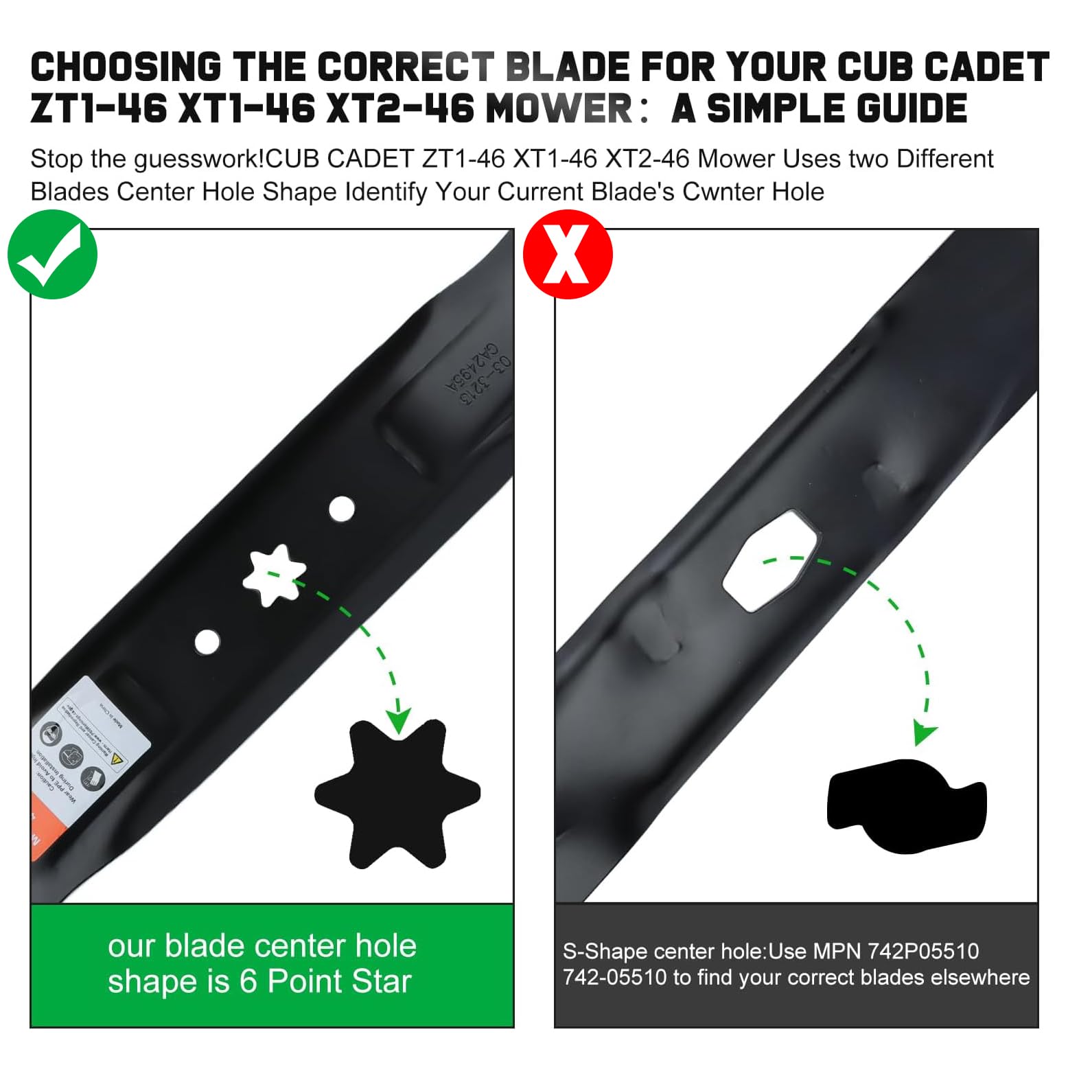 Grasscool blade side profile illustrating 1-3/8 inch lift for improved airflow and suction