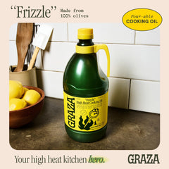 Gota de aceite Graza Frizzle en textura brillante, muestra estabilidad y pureza