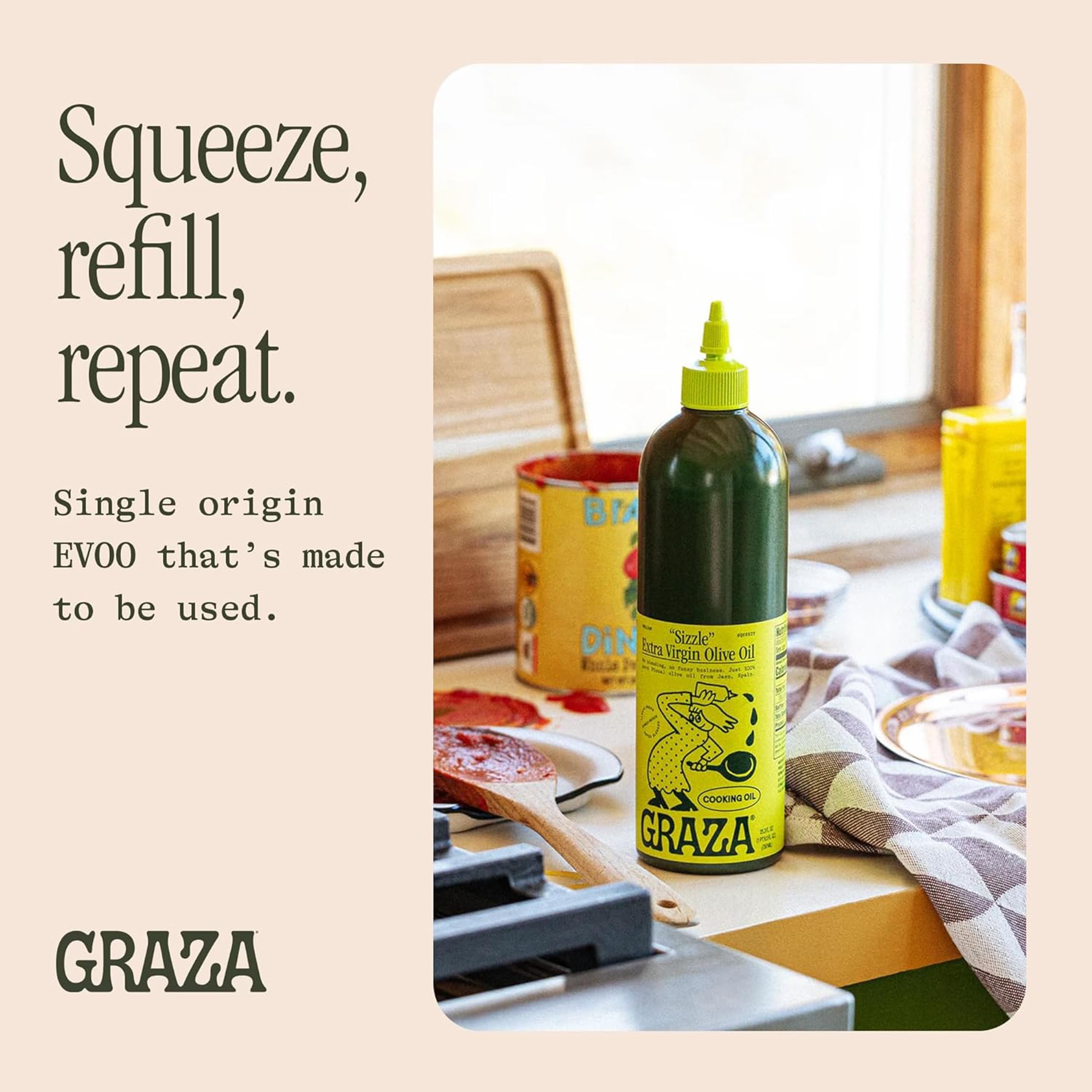 Graza Sizzle en ambiente de cocina iluminada listo para recetas