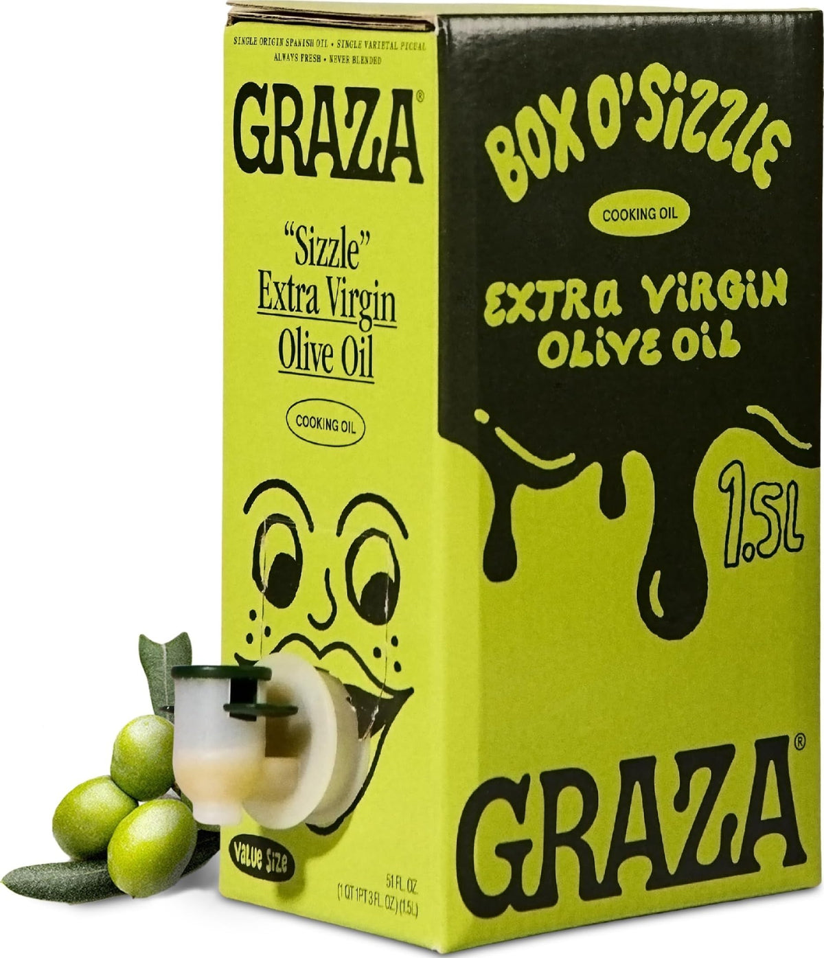 Graza Sizzle frente de la caja mostrando el envase y capacidad 1.5L