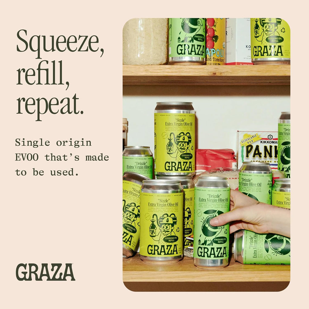 Graza lata 500ml junto a utensilios para comparar tamaño