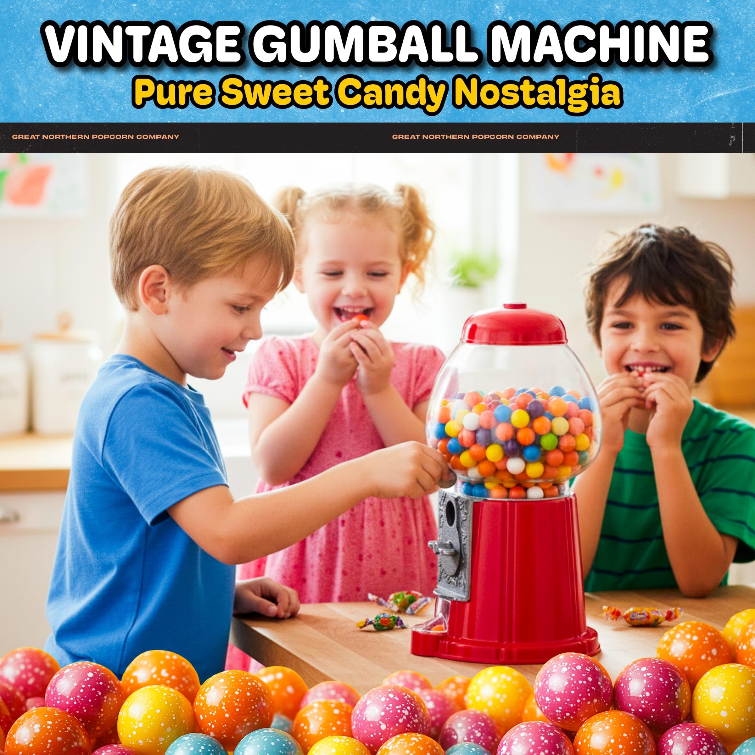 Great Northern interior con capacidad aproximada y distribución de gumballs