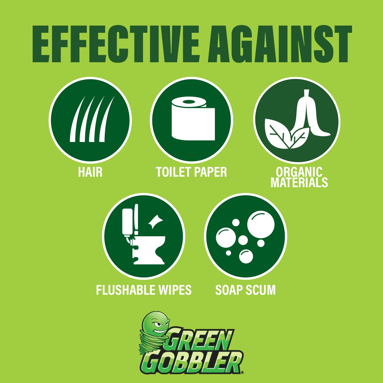 Green Gobbler aplicación en fregadero eliminando bloqueo, uso doméstico seguro