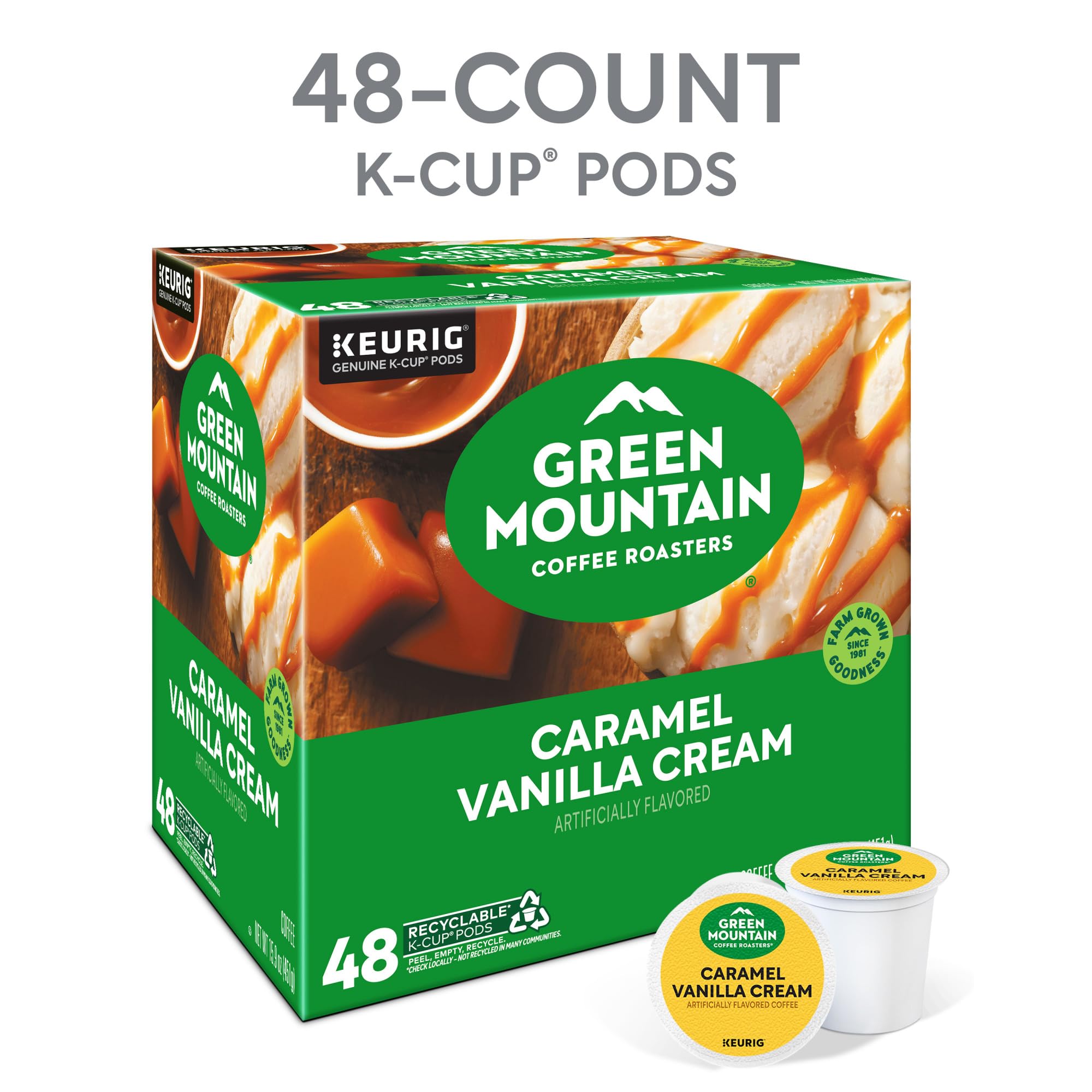 Green Mountain taza humeante con crema resaltando aroma y sabor dulce