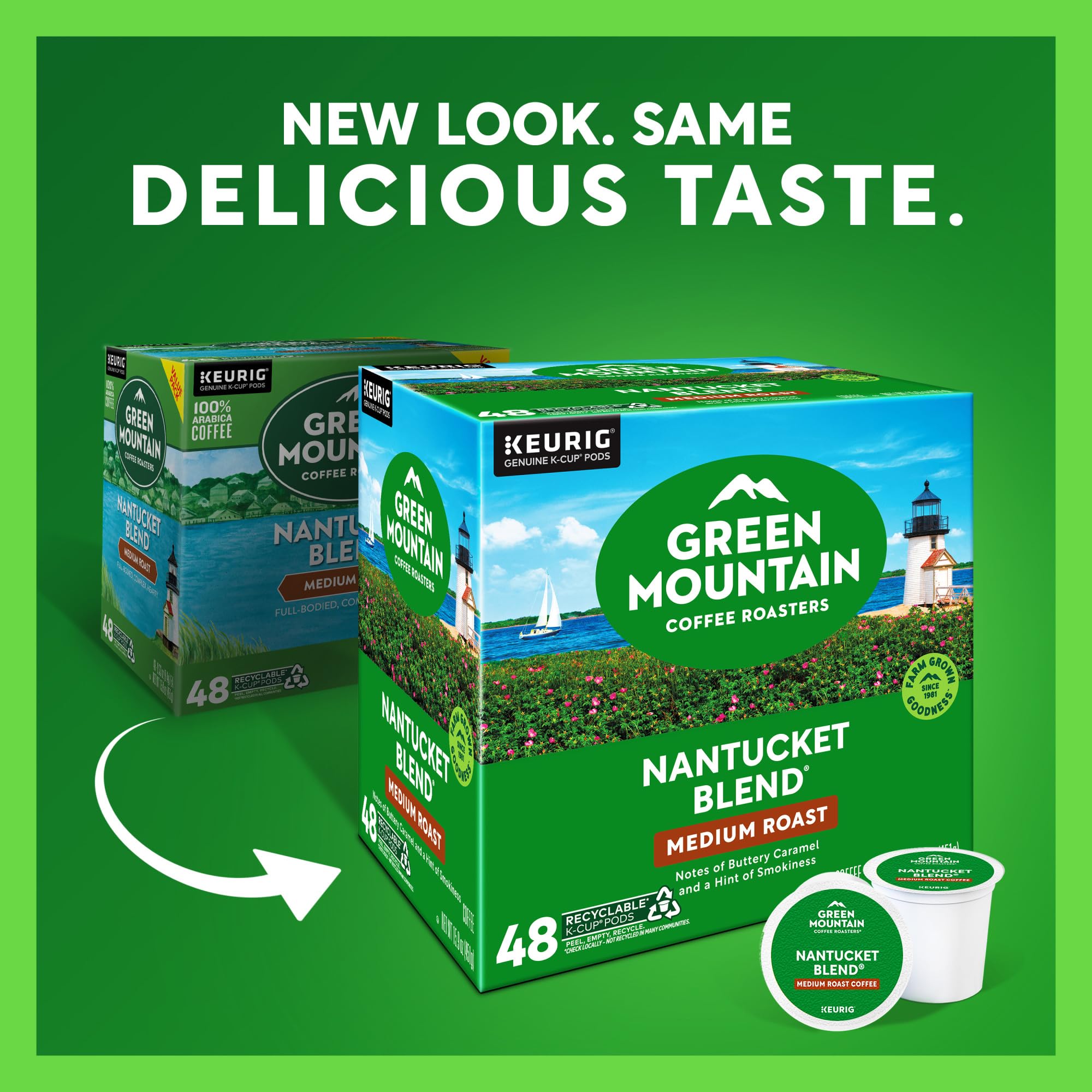 Green Mountain Coffee Roasters detalle de cápsula K-Cup listo para usar y frescura garantizada