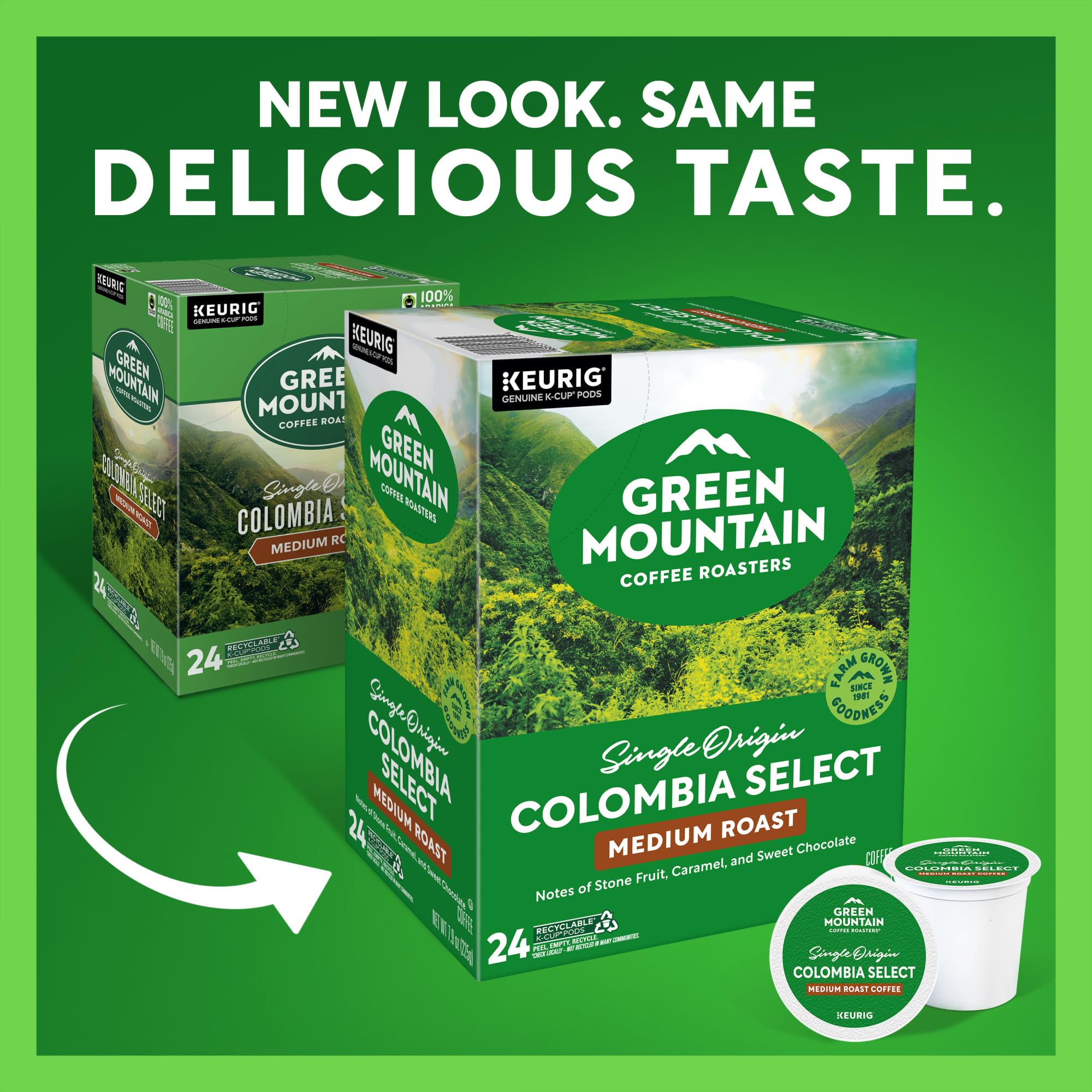 Green Mountain Coffee Roasters cápsula K-Cup en primer plano facilita uso rápido