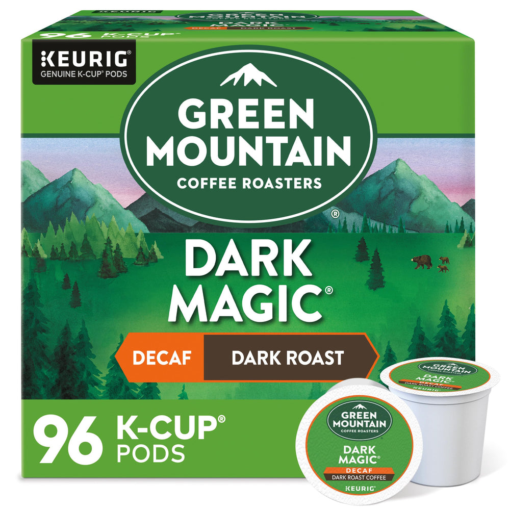 Green Mountain Coffee Roasters frente del empaque mostrando la marca y lote de 96 cápsulas