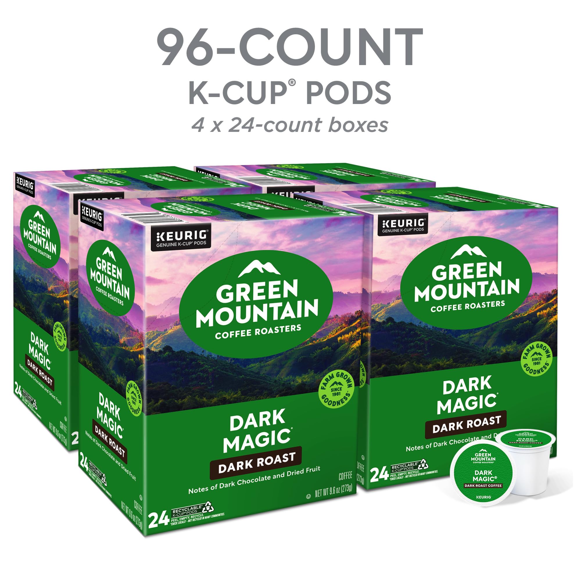Green Mountain taza servida con Dark Magic mostrando color intenso y sabor profundo