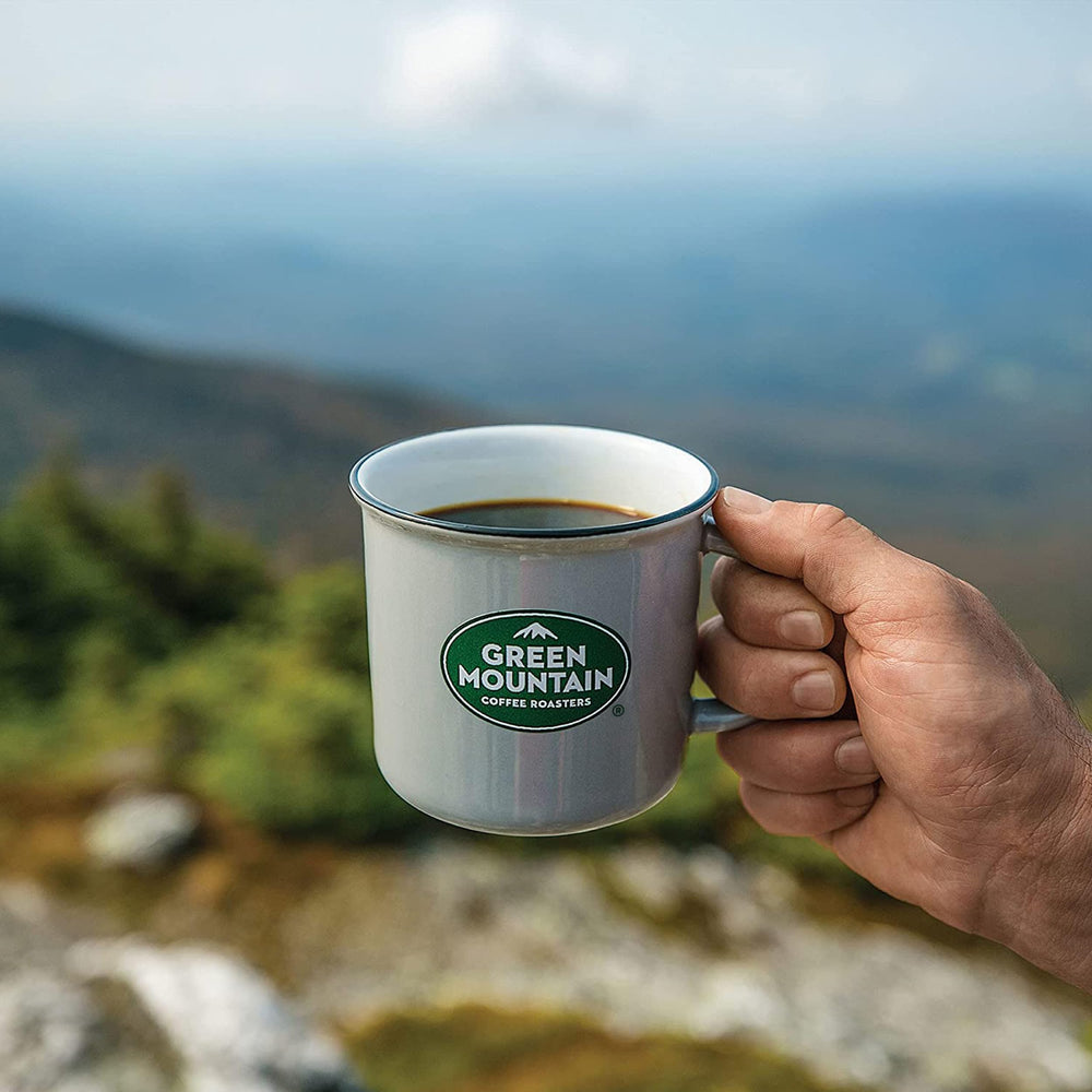 Green Mountain Coffee Roasters etiqueta Fair Trade y Orthodox Union Kosher en empaque