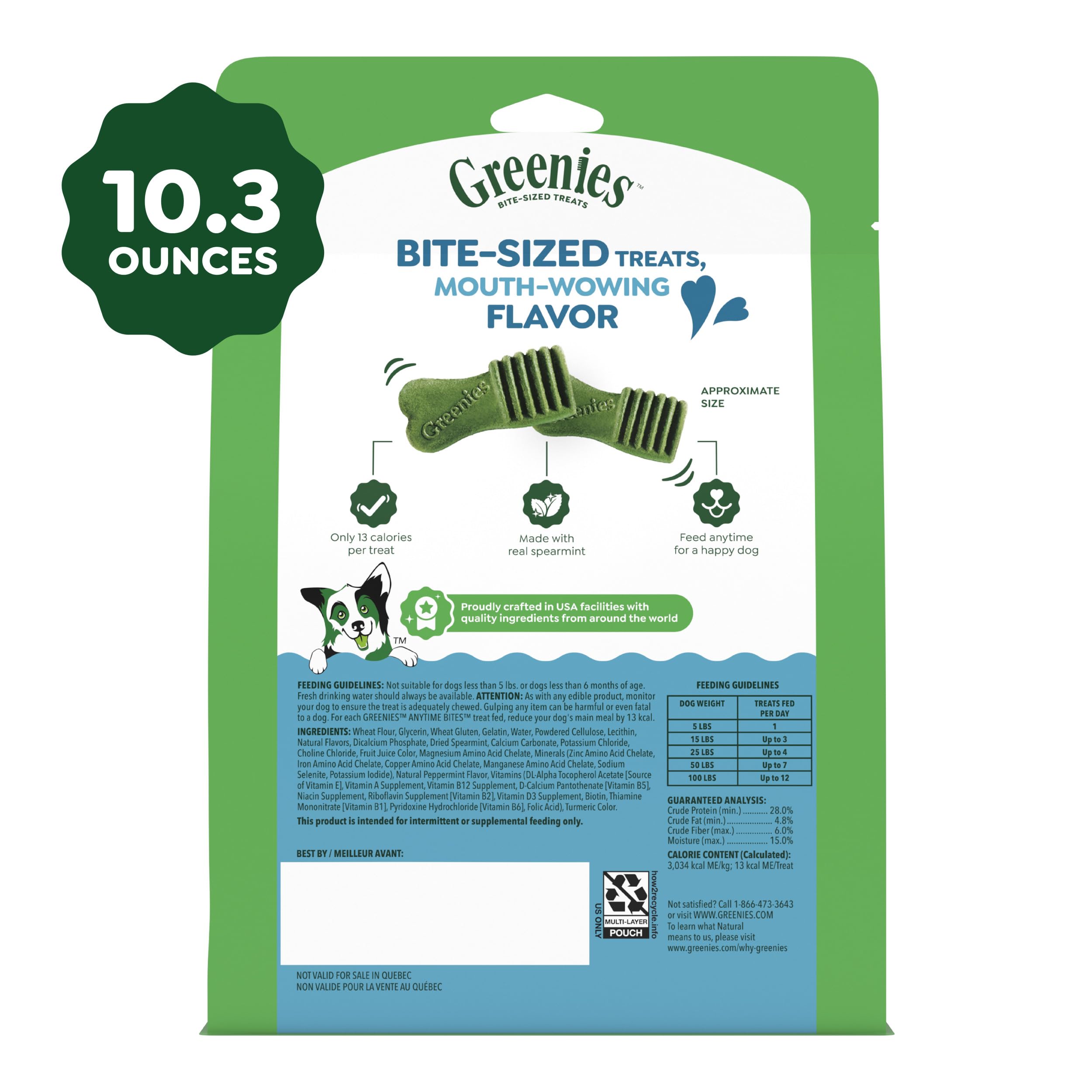 Greenies escena casera con perro feliz al recibir premio masticable