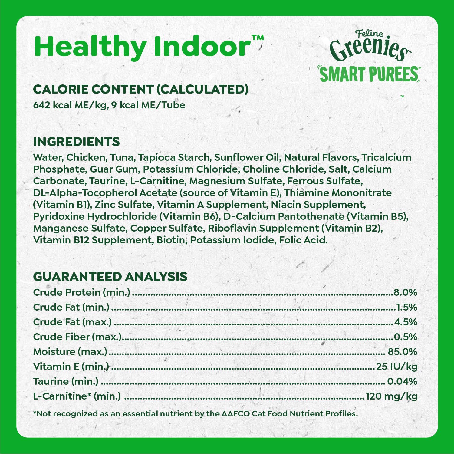 Greenies sobre al lado de una lata para comparar tamaño y porción