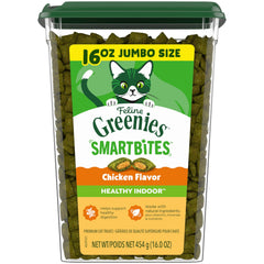 Greenies paquete frontal mostrando diseño y tamaño del envase beneficio visual