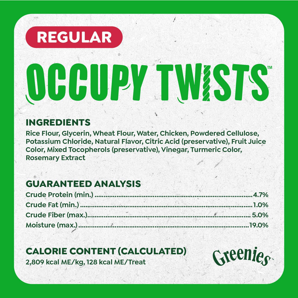 Presentación de 24 unidades Greenies Occupy Twists lista para uso