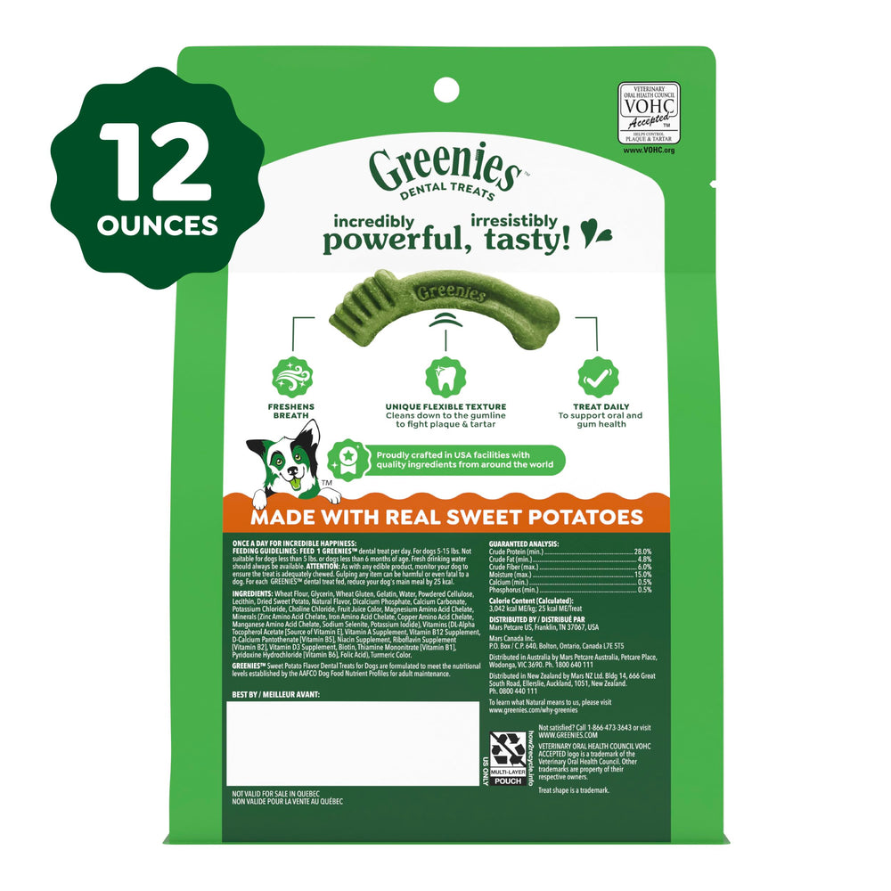 Greenies vista lateral de la forma diseñada para limpiar la línea gingival