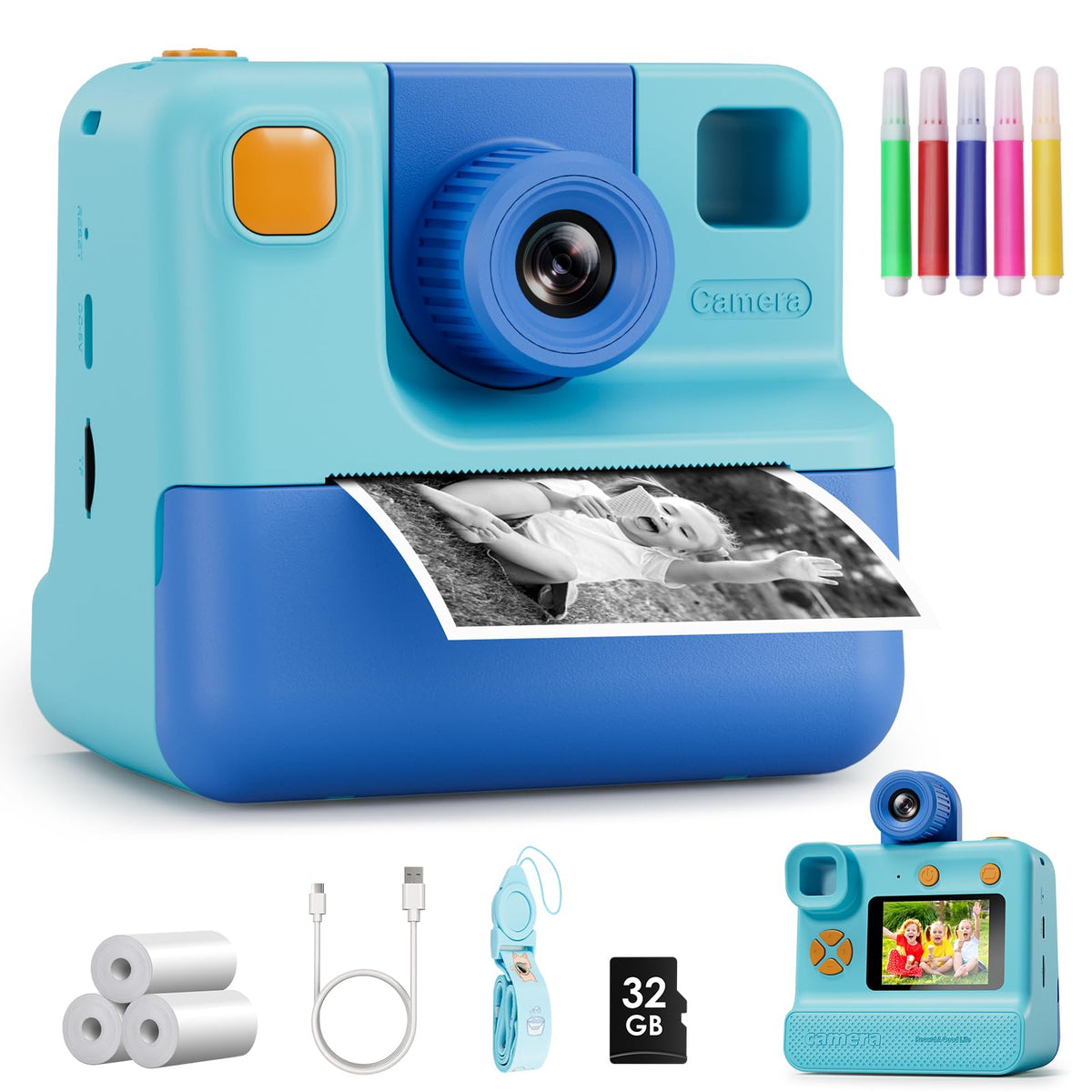 GREENKINDER cámara frontal mostrando diseño y botones, fácil manejo