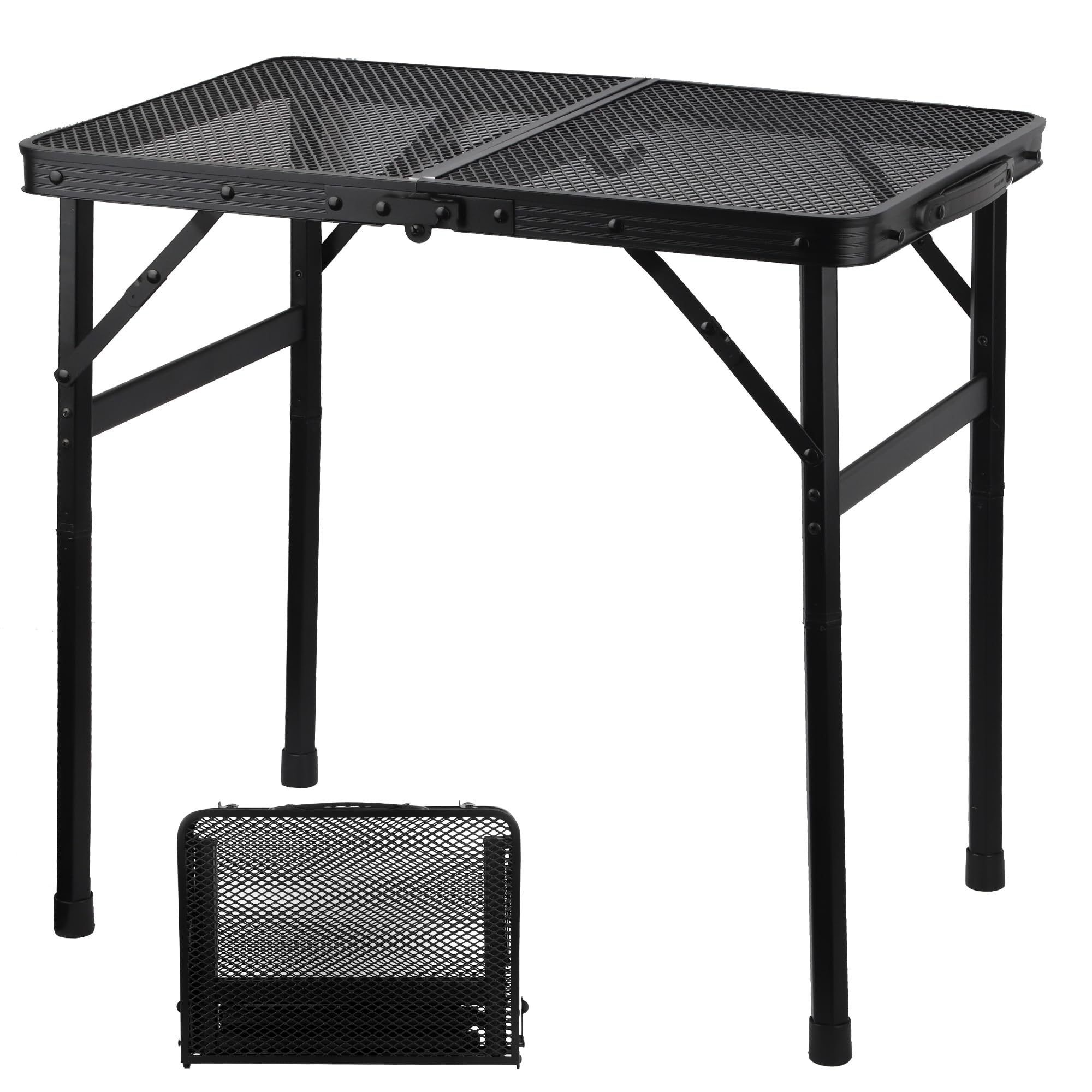 GREGIN mesa plegable frente mostrando estabilidad y superficie util