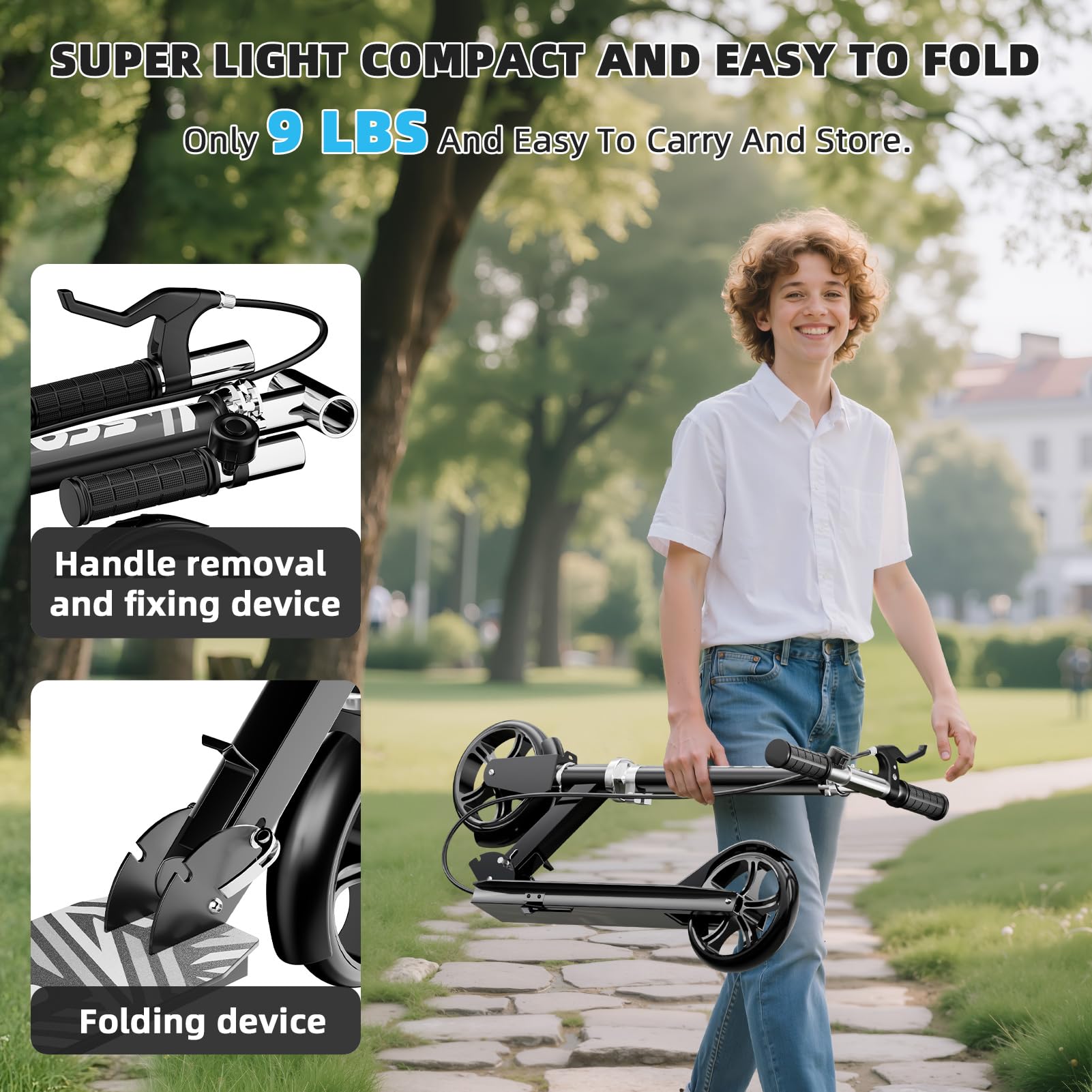 GRENYX patinete plegado compacto para transporte y ahorro de espacio