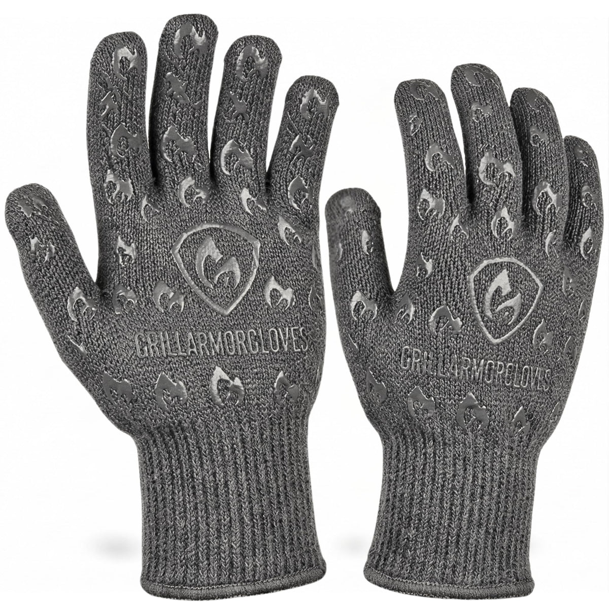 Grill Armor Gloves vista frontal del empaque y guantes mostrando diseño y protección