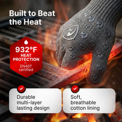 Grill Armor Gloves guantes en uso sobre parrilla protegiendo manos y facilitando el asado