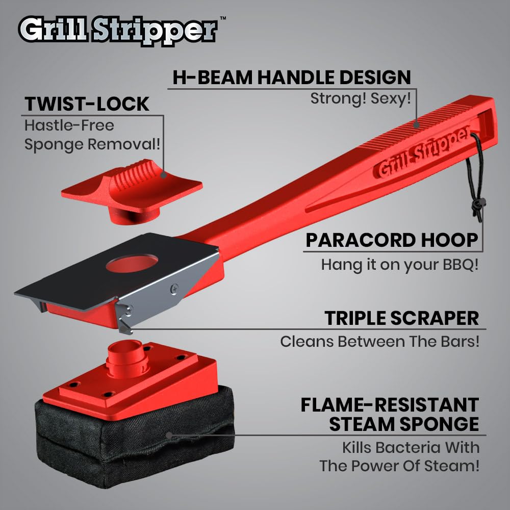 Grill Stripper flame-resistant sponge detail demonstrating steam cleaning action