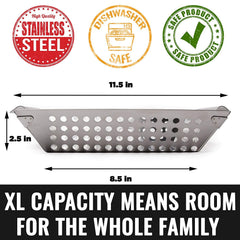 Grillaholics basket in use with vegetables showing even charring and containment