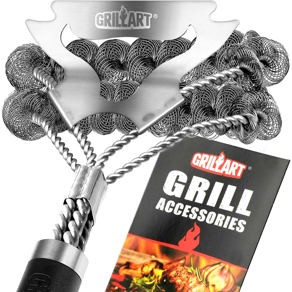 GRILLART cepillo frontal con mango largo para limpieza segura y cómodo agarre