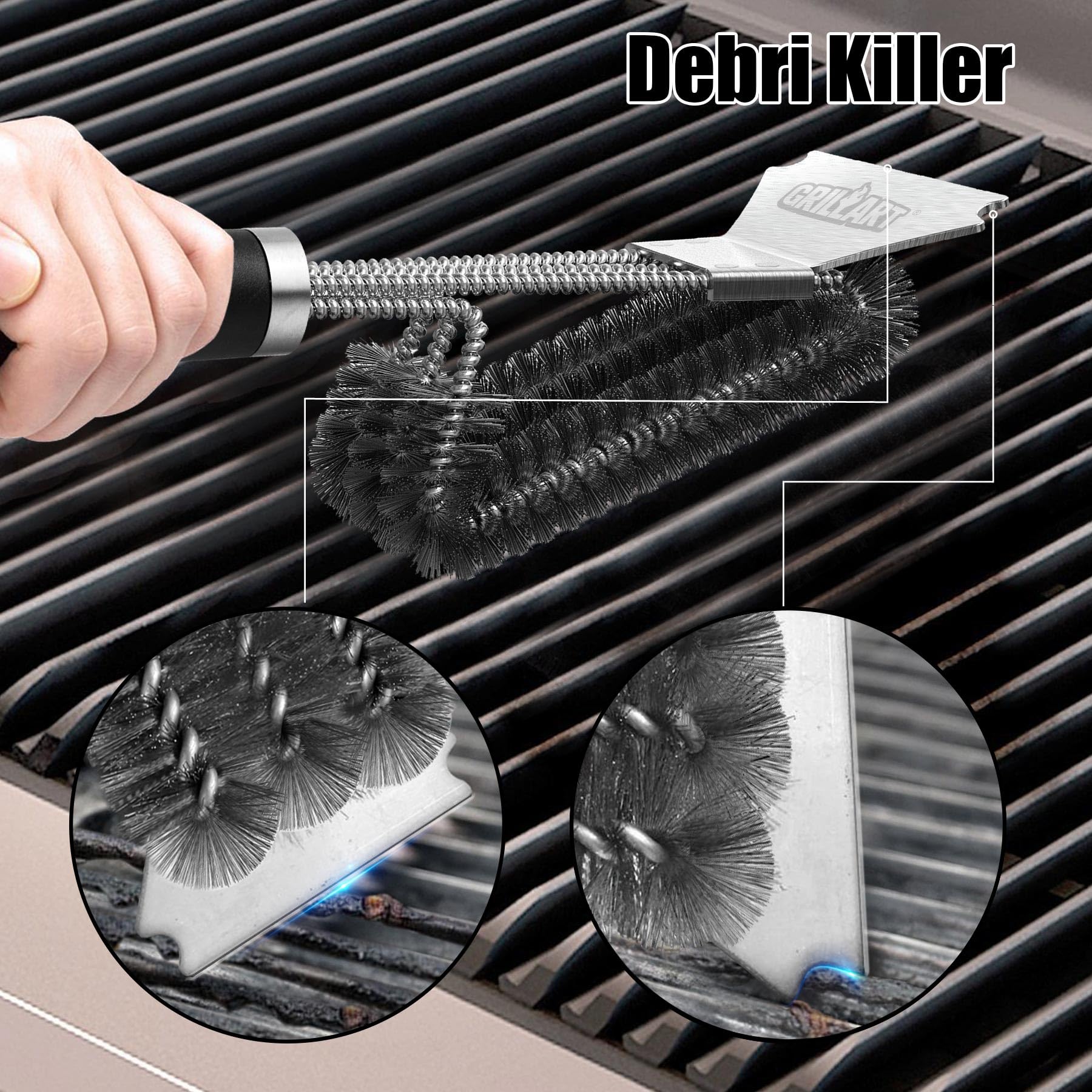 GRILLART cleaned grate after brushing highlighting restored cooking surface condition