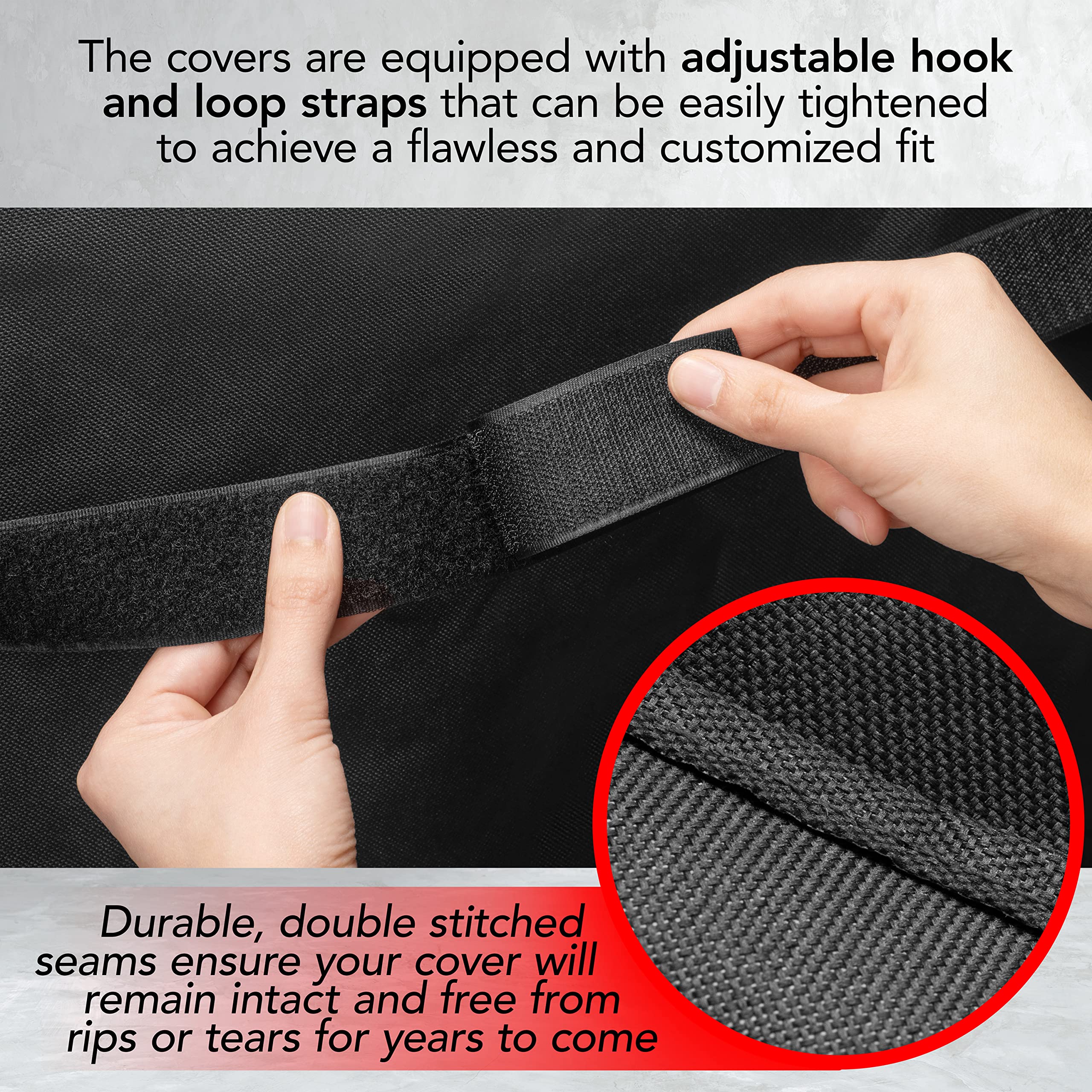 GrillTough detalle de las correas de sujeción que aseguran la funda al viento