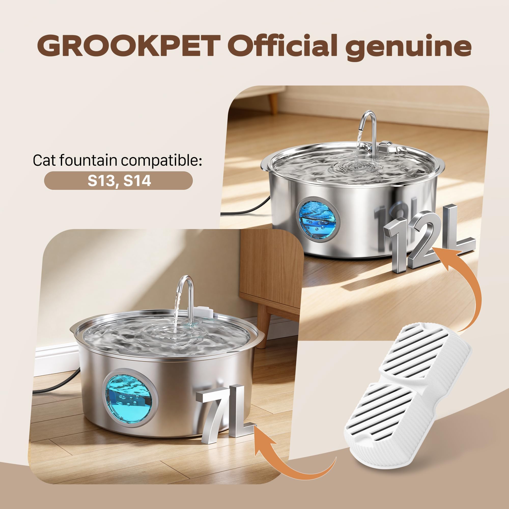 grookpet mascota bebiendo de la fuente con filtro agua más limpia