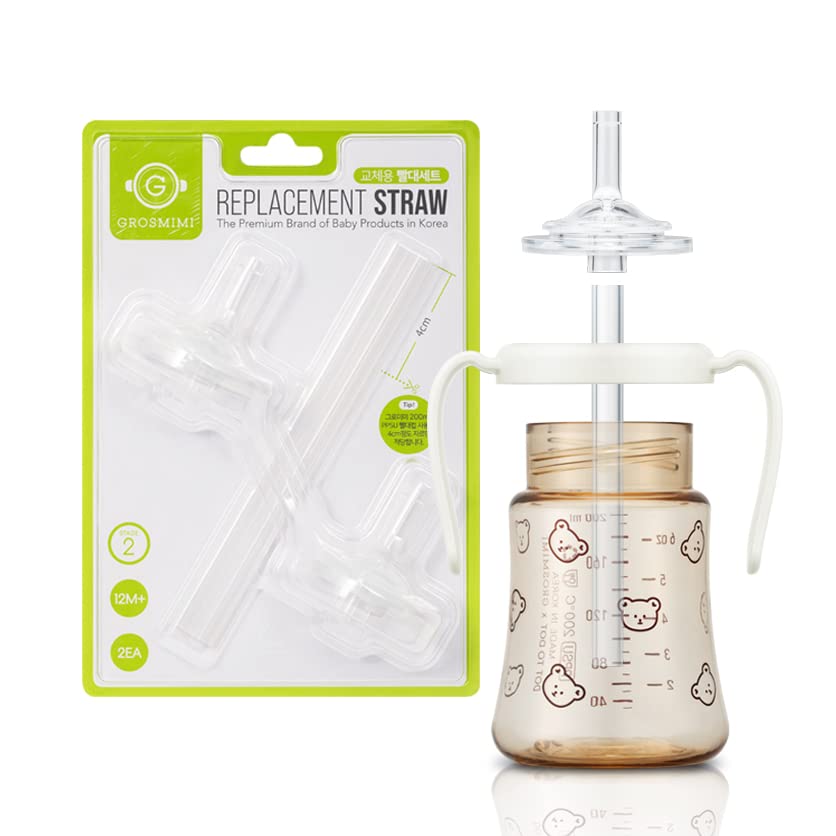 GROSMIMI bebé usando vaso con pajilla, transición cómoda a beber