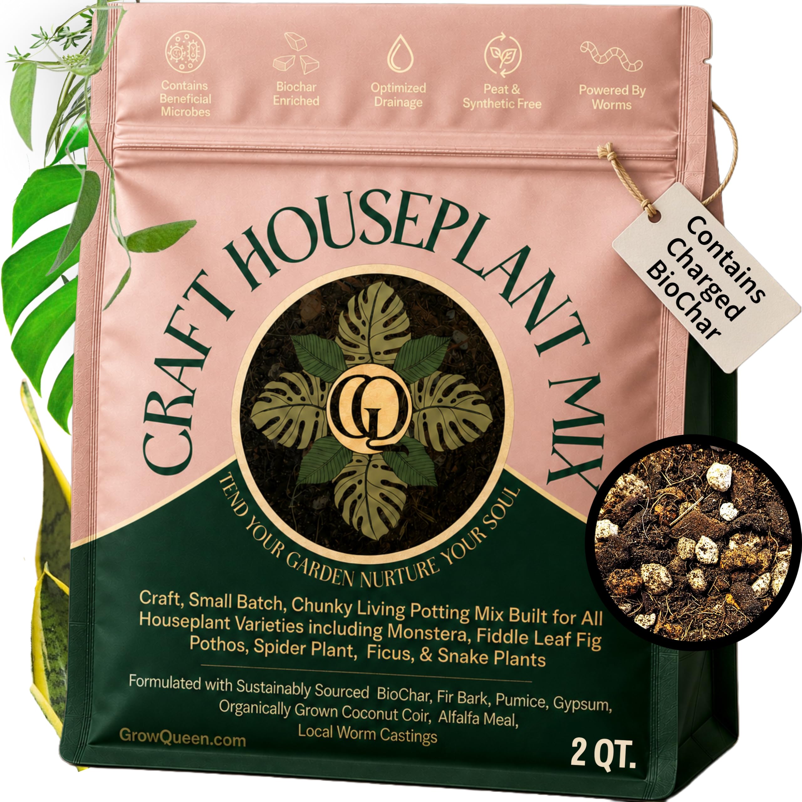 Grow Queen frente del paquete mostrando volumen y diseño, ideal para interiores