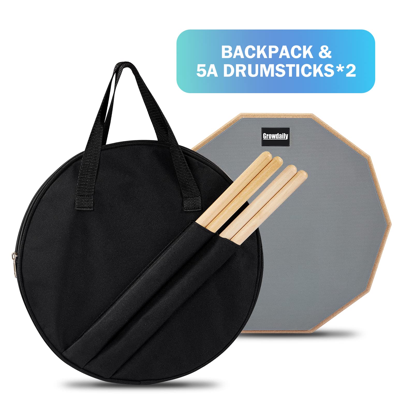 GrowDaily funda abierta con bolsillos para almacenamiento seguro de pad y baquetas